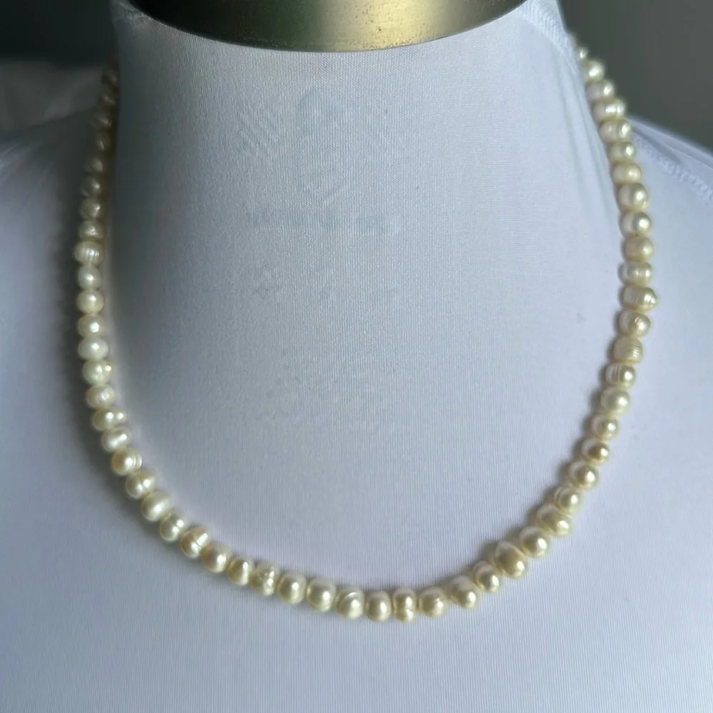 sterling silver real freshwater pearls necklace